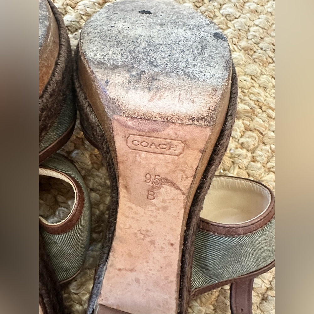 Coach Daria Platform Sandals Heels Olive Green 9.5 - Picture 7 of 7